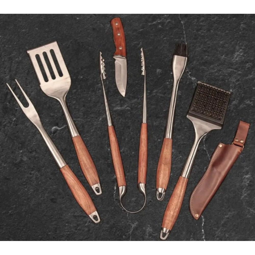 Набір для грилю та барбекю в шкіряному чохлі