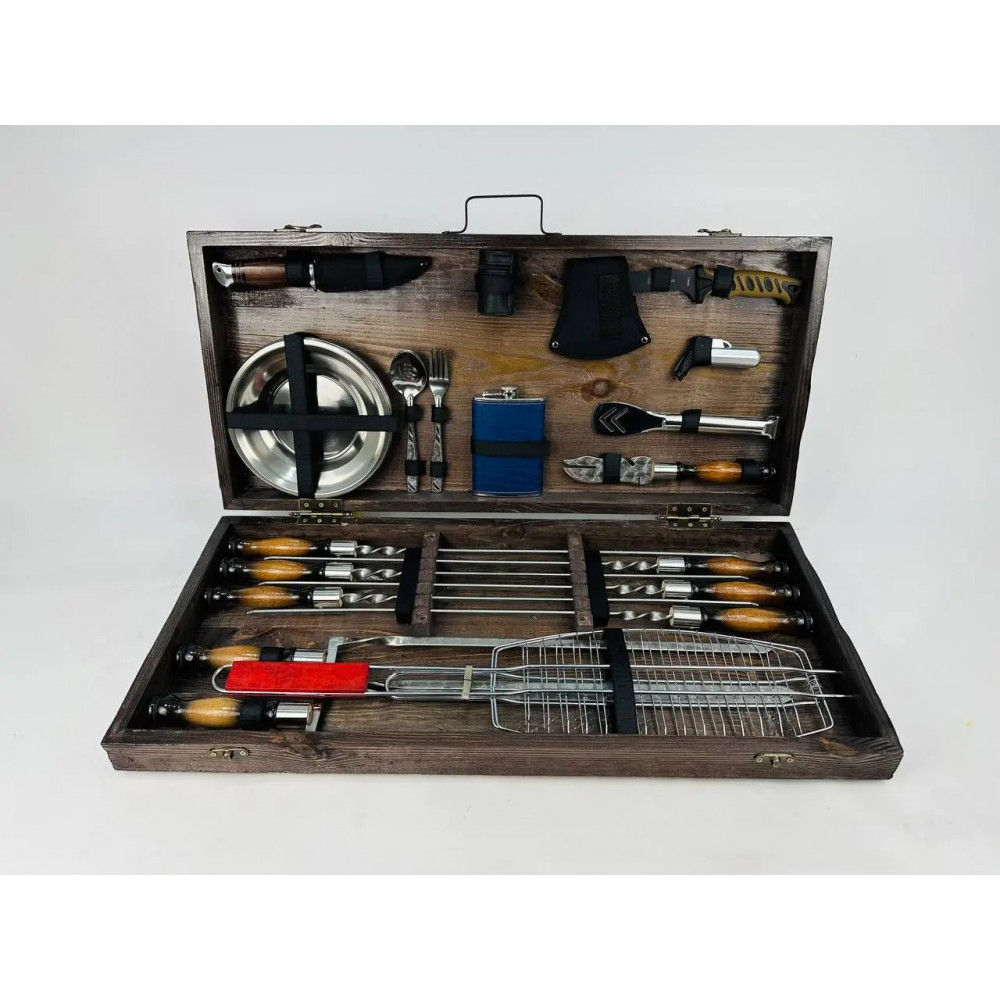 Набір шампурів у дерев'яному кейсі (7503)