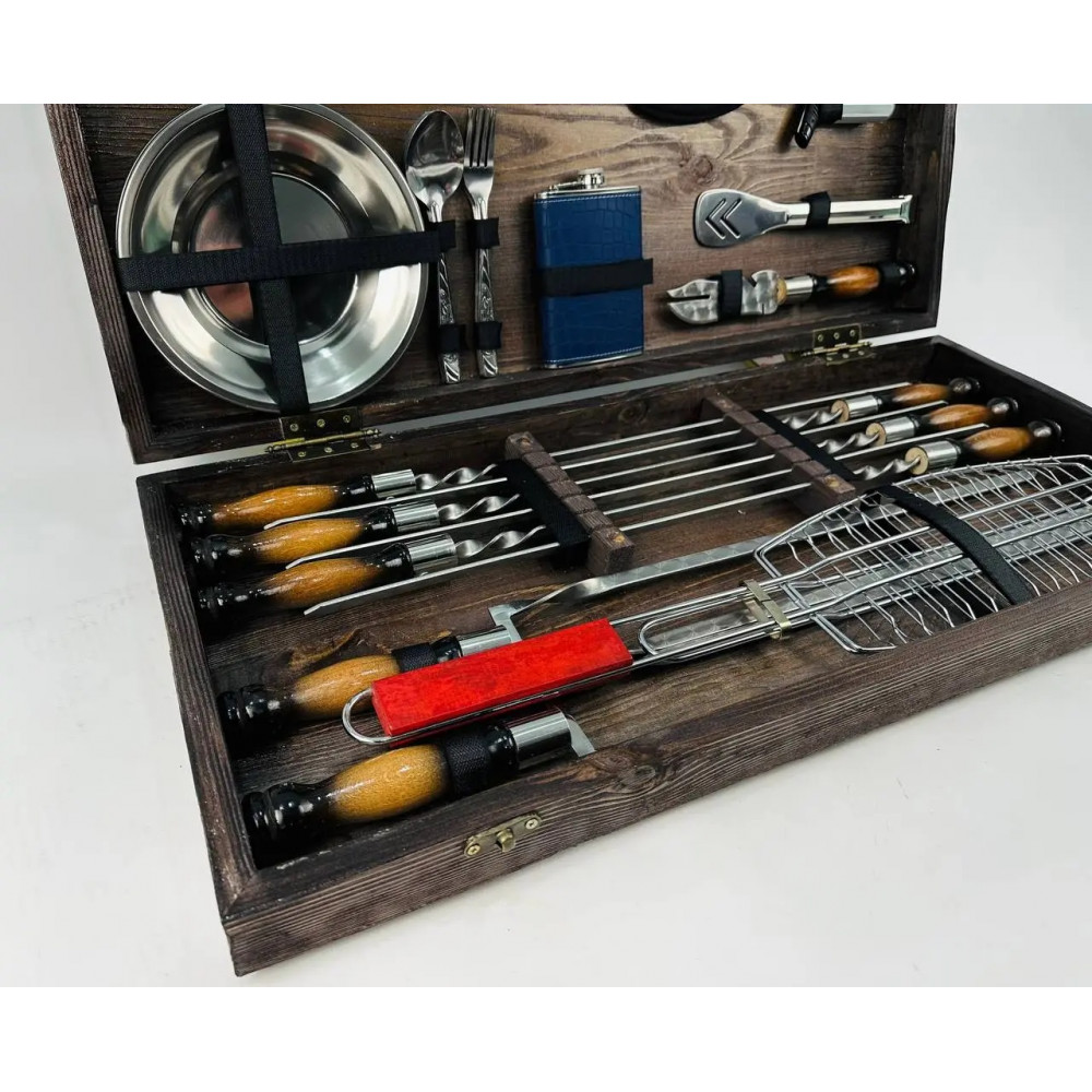 Набір шампурів у дерев'яному кейсі (7503)