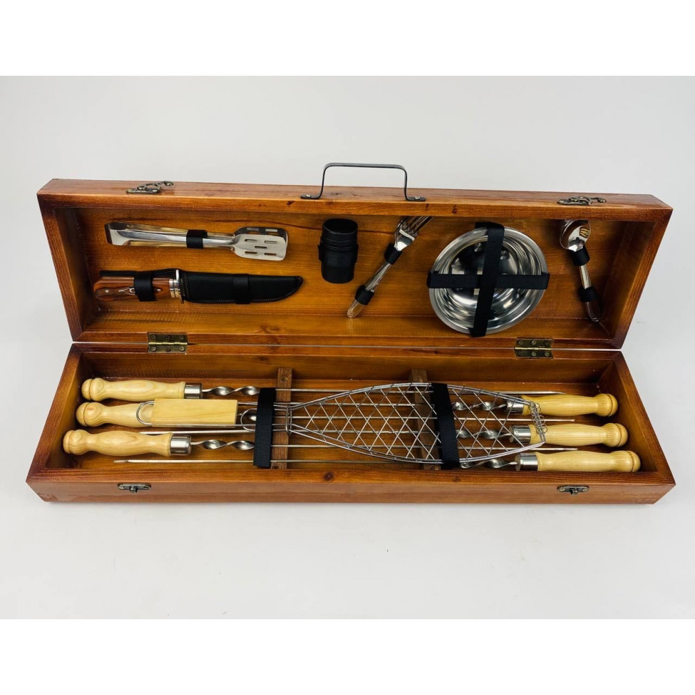 Набір шампурів у дерев'яному кейсі (7704)