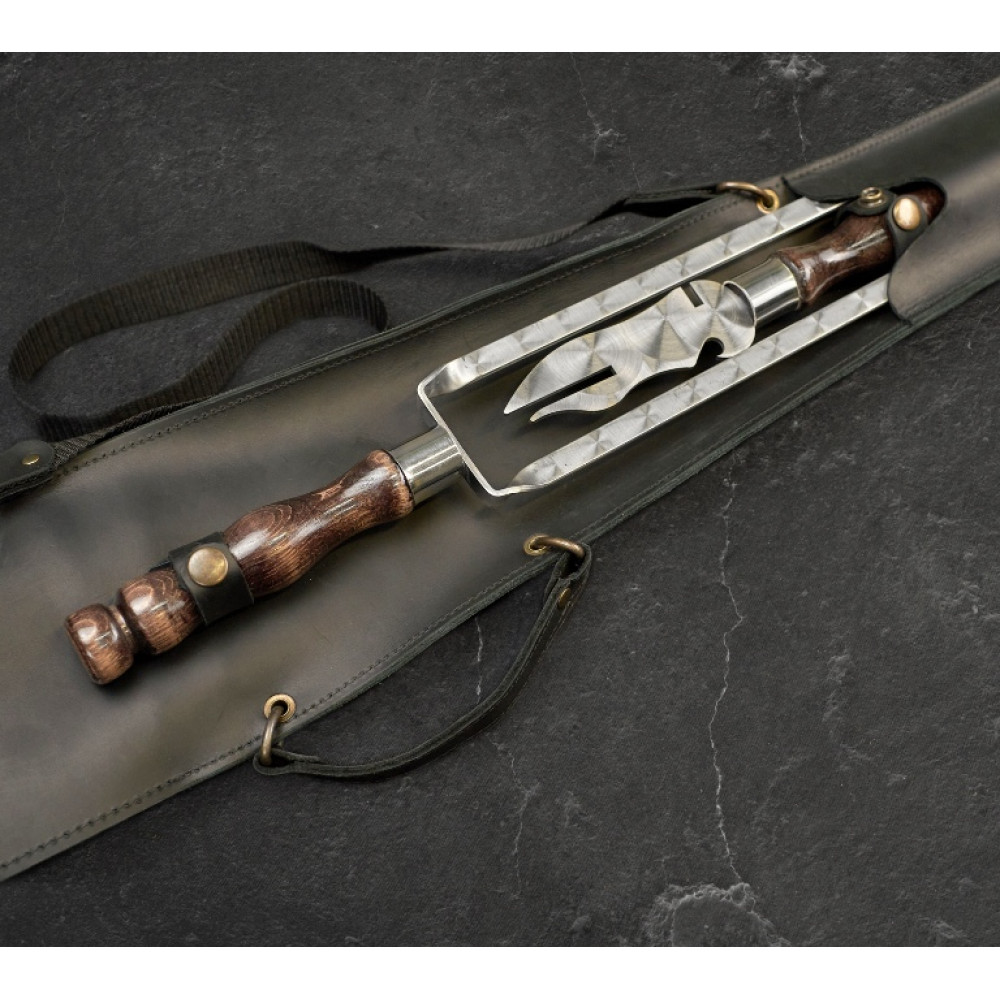 Набір шампурів у шкіряному кейсі Асгард (чорний)