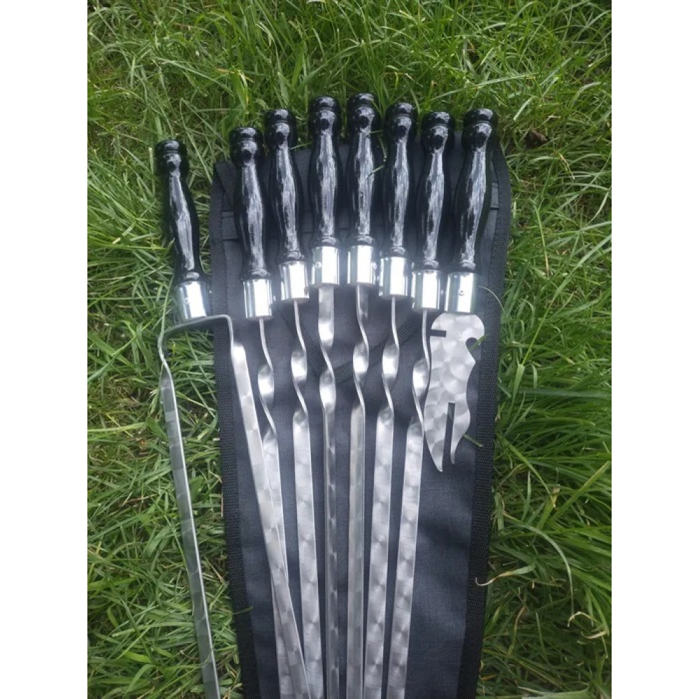 Набір: шампура, виделка, подвійний шампур в чохлі