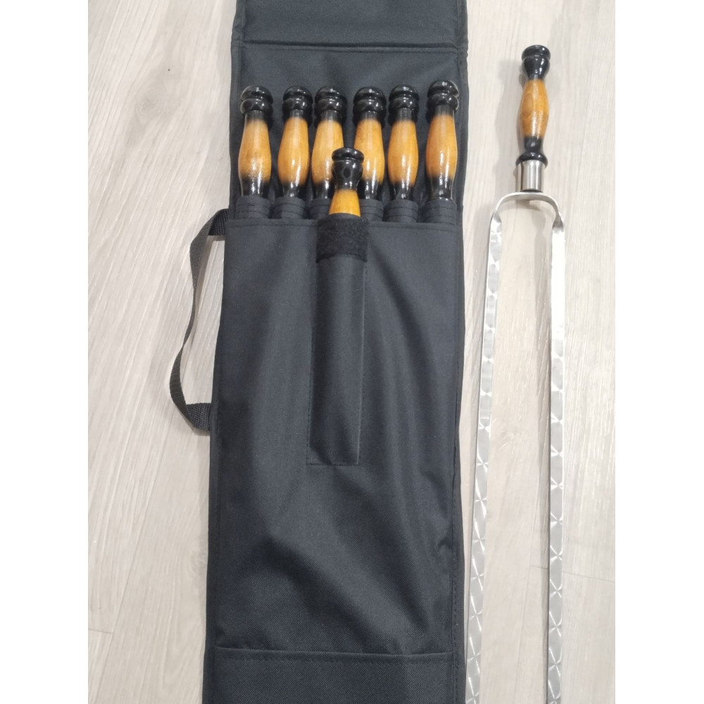 Набір: шампура, виделка, подвійний шампур в чохлі