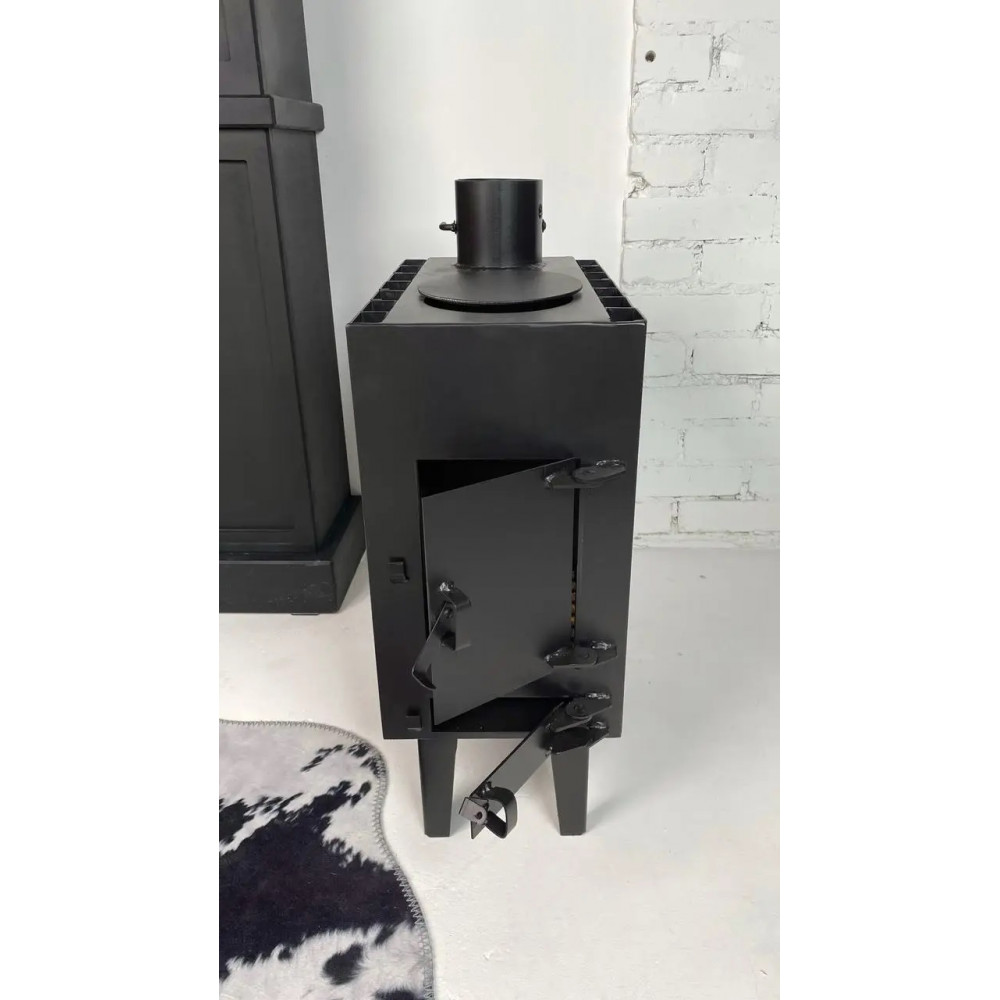 Печь буржуйка 4 мм с радиатором и варочной поверхностью 5 мм.