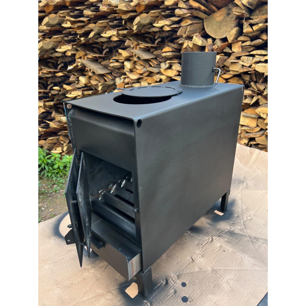 Печь буржуйка отопительно-варочная с заслонкой для регулировки тяги