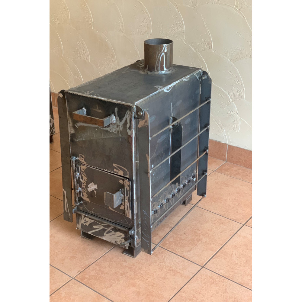 Піч буржуйка з вторинною камерою допалювання газів та сушаркою для одягу