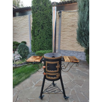 Печь под казан 35 см с трубой и столиками