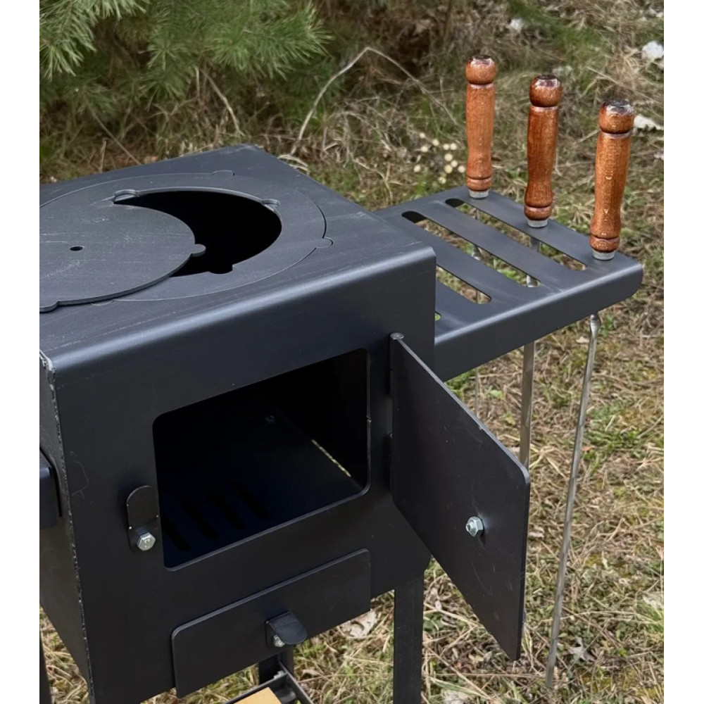 Печь под казан 4 мм с трубой и столиками