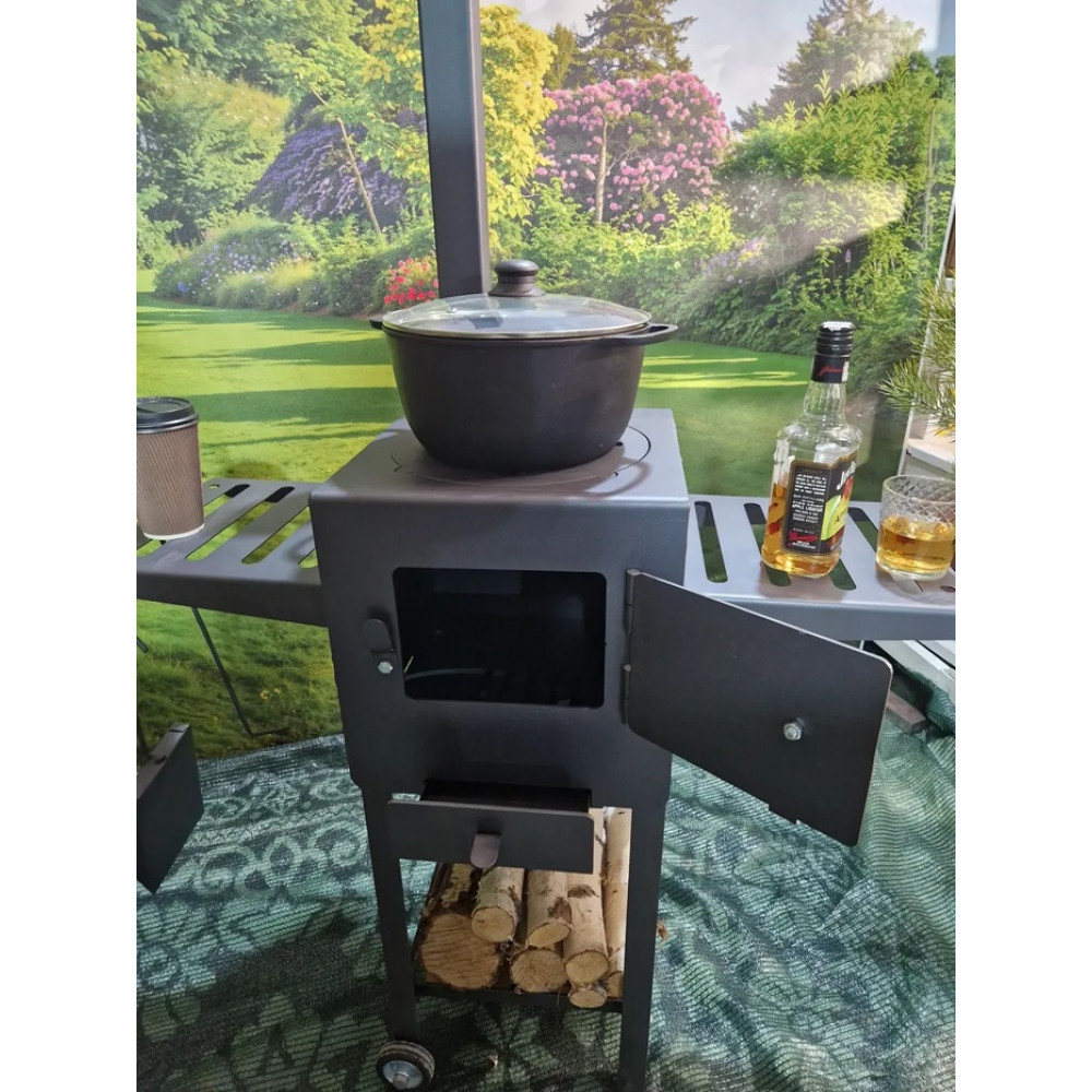 Печь под казан 4 мм с трубой и столиками