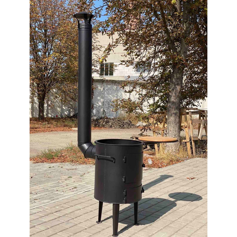 Піч під казан 40 см з трубою та столиком