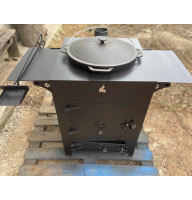 Печь под казан 5 мм, диаметр 46 см, с наборными кольцами и столиками + совок и кочерга в подарок