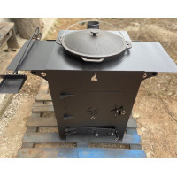 Піч під казан 5 мм, діаметр 46 см, з набірними кільцями та столиками + совок та кочерга в подарунок