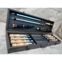 Подарочный набор шампуров и аксессуаров для барбекю Brown-Medium1