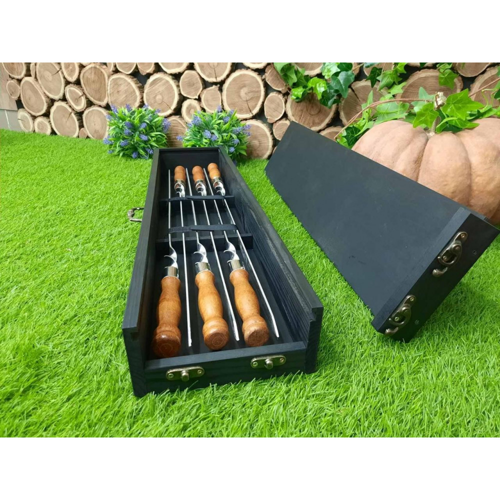 Подарочный шампура в деревянном кейсе (LK-008)