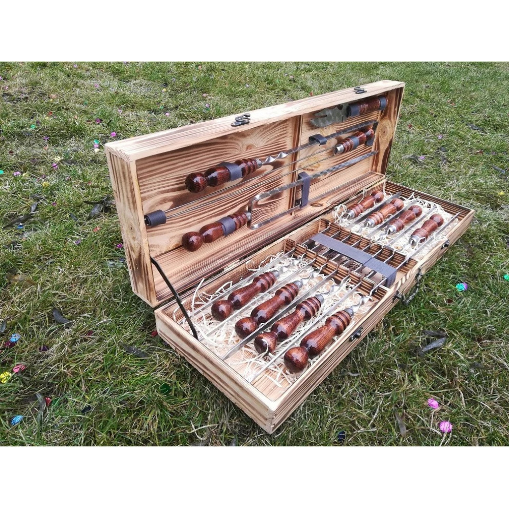 Подарочный шампура в деревянном кейсе (V-004)