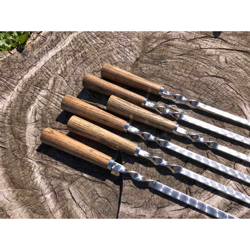 Премиальный набор  шампуров с дубовой ручкой