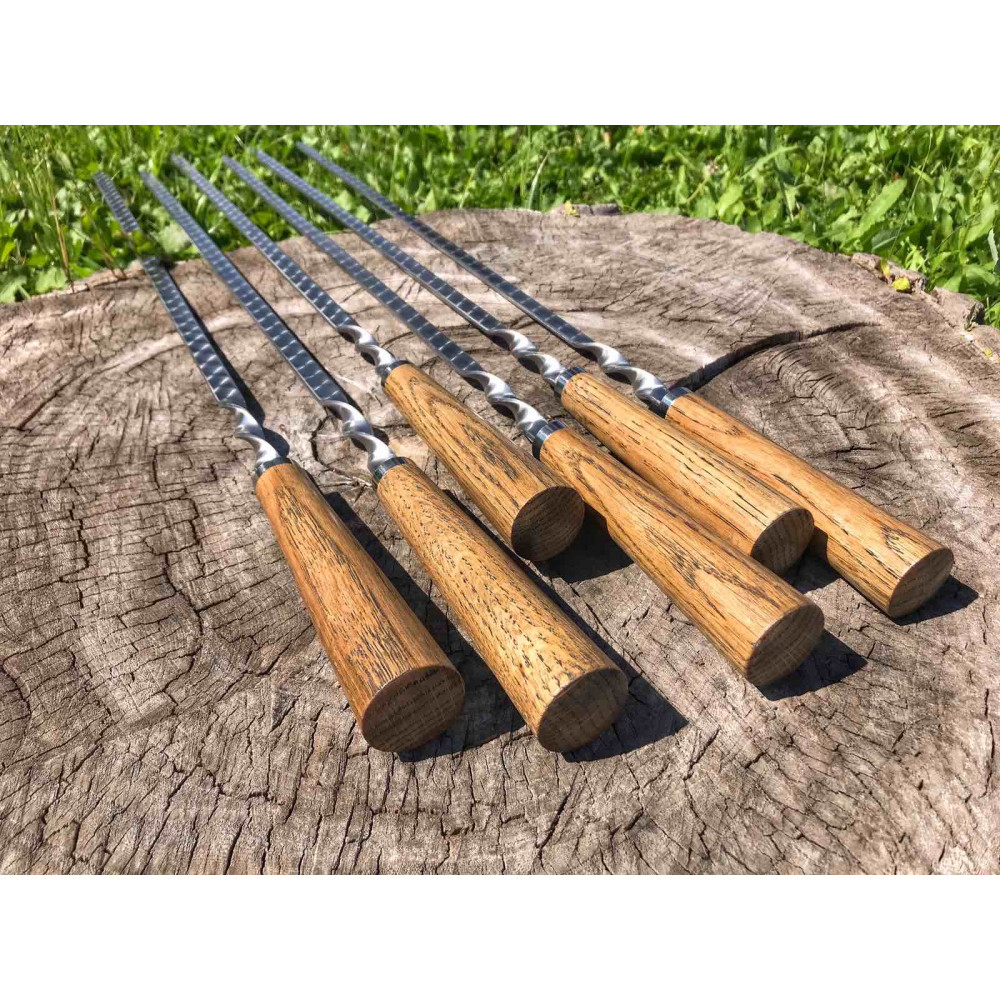 Премиальный набор  шампуров с дубовой ручкой