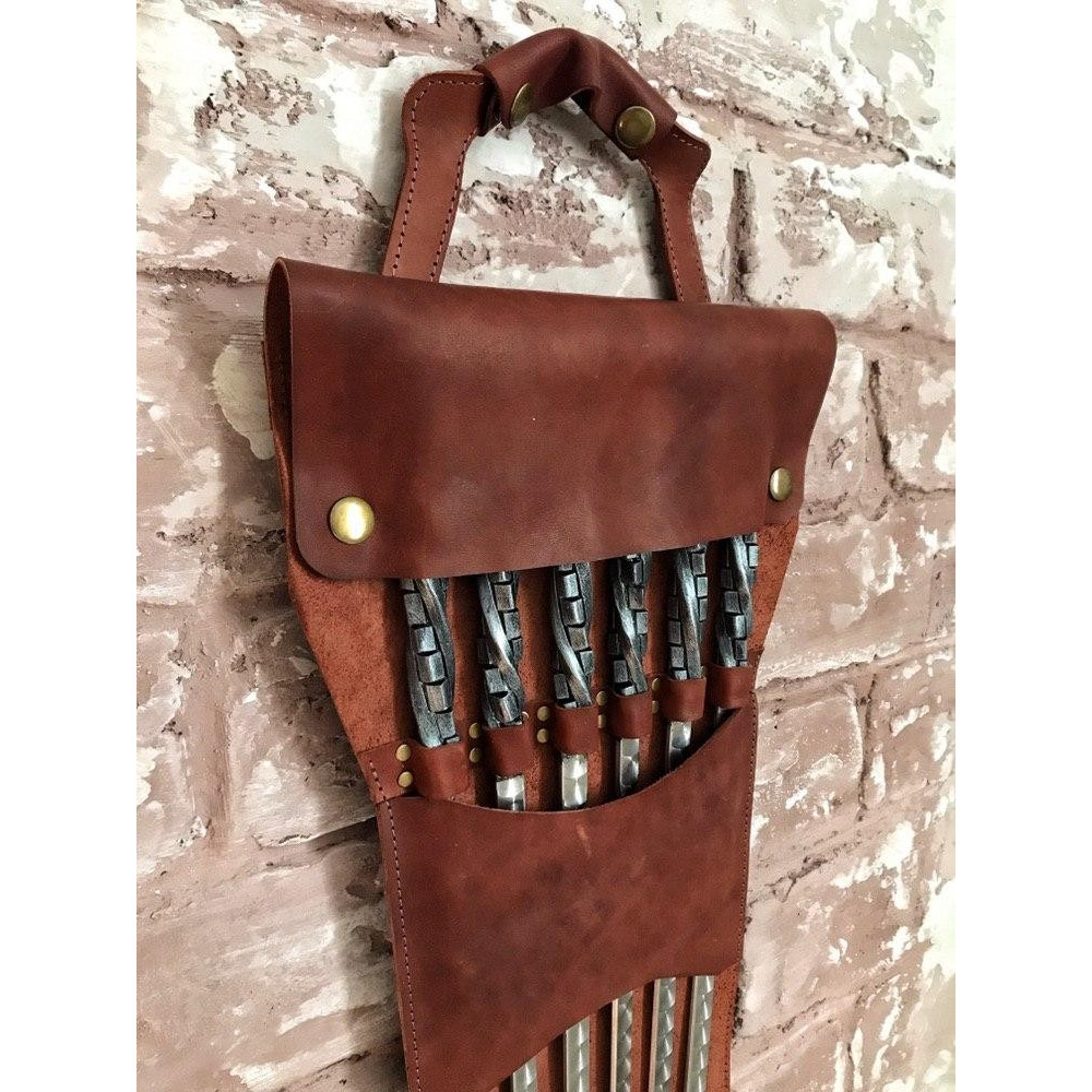 Премиальный набор шампуров кованых ROYAL в кожаном чехле.