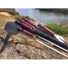 Премиальный подарочный набор шампуров ECLIPSE ручной работы в кожаном чехле