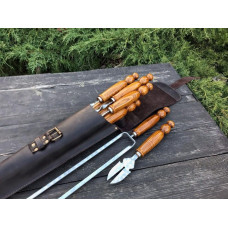 Преміальний набір шампурів CROWN ручної роботи в шкіряному чохлі