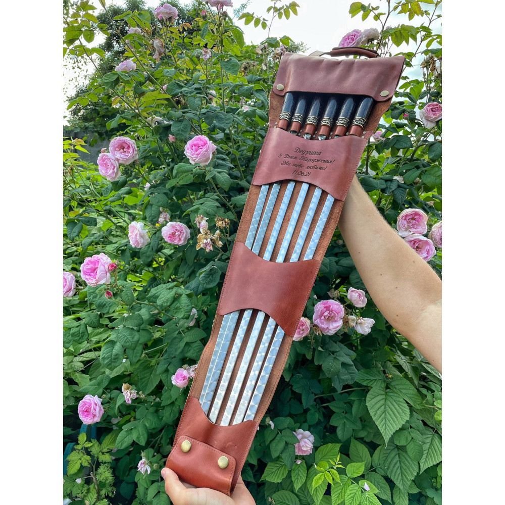 Преміальний набір шампурів ручної роботи у шкіряному чохлі