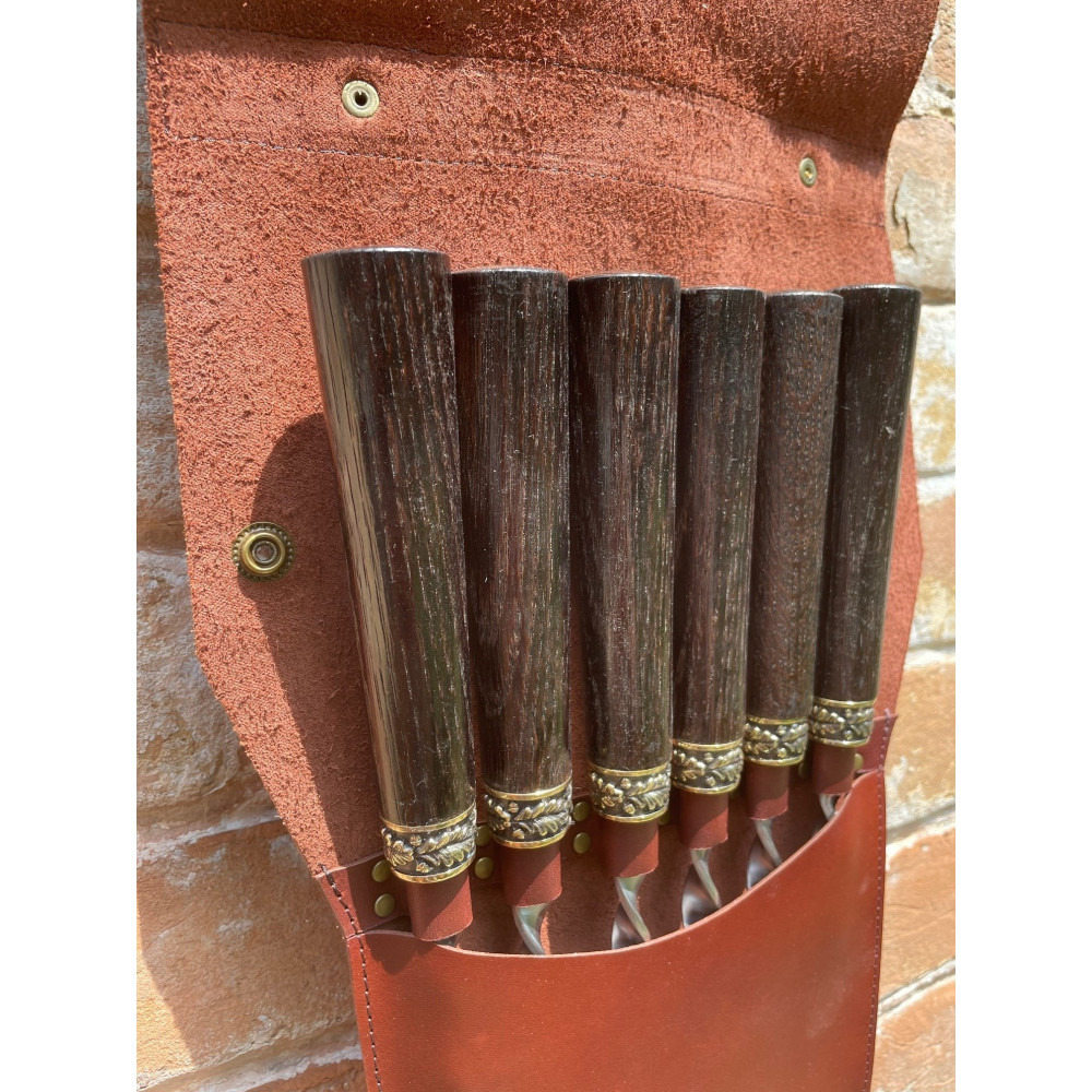 Преміальний набір шампурів ручної роботи у шкіряному чохлі