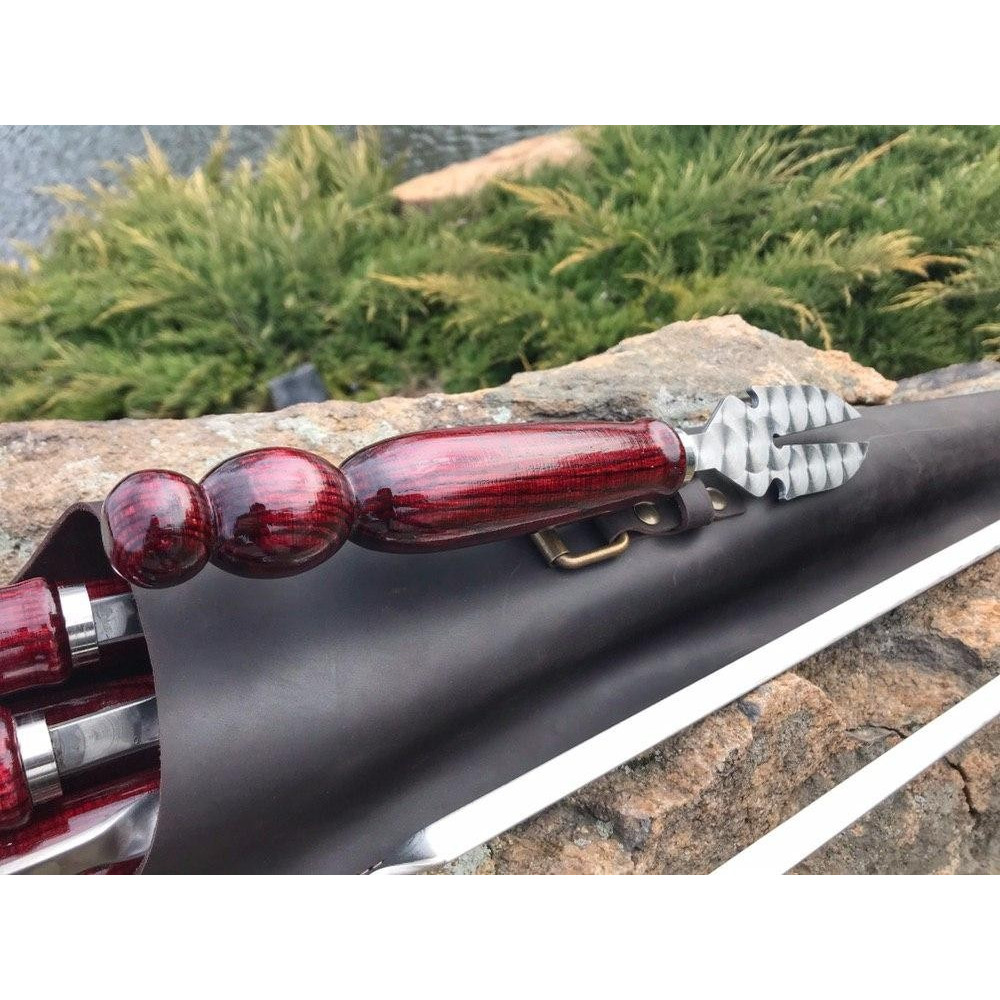 Премиальный подарочный набор шампуров ECLIPSE ручной работы в кожаном чехле