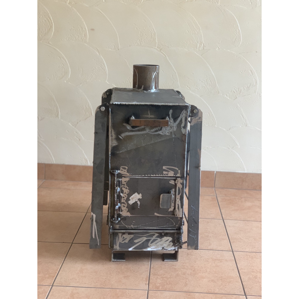 Піч буржуйка з вторинною камерою допалювання газів та сушаркою для одягу