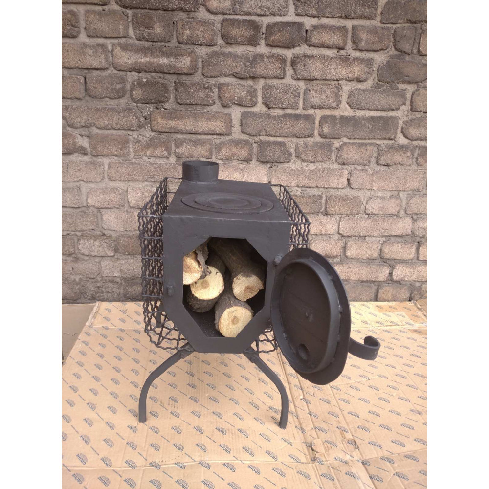 Піч буржуйка опалювальна з поверхнею для готування 40 кв/м