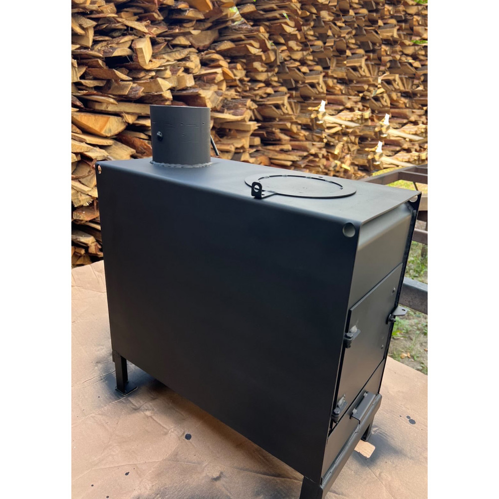 Піч буржуйка опалювально-варильна із заслінкою для регулювання тяги