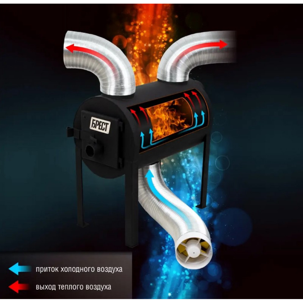 Піч опалювальна буржуйка Брест 203 з вертикальним виходом тепла