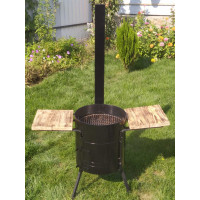 Печь под казан 40 см со столиками и трубой