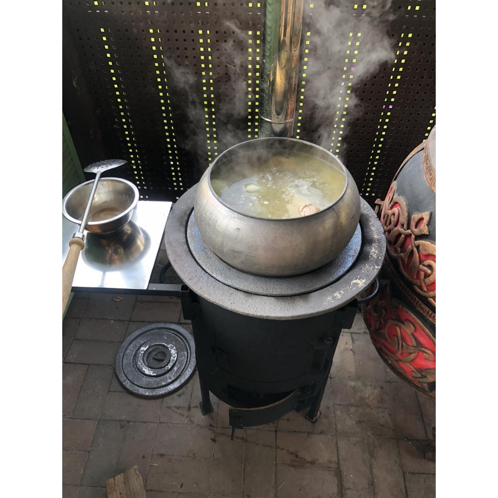 Печь под казан 6-20 л, 6 мм со съемными кольцами, трубой и столиками