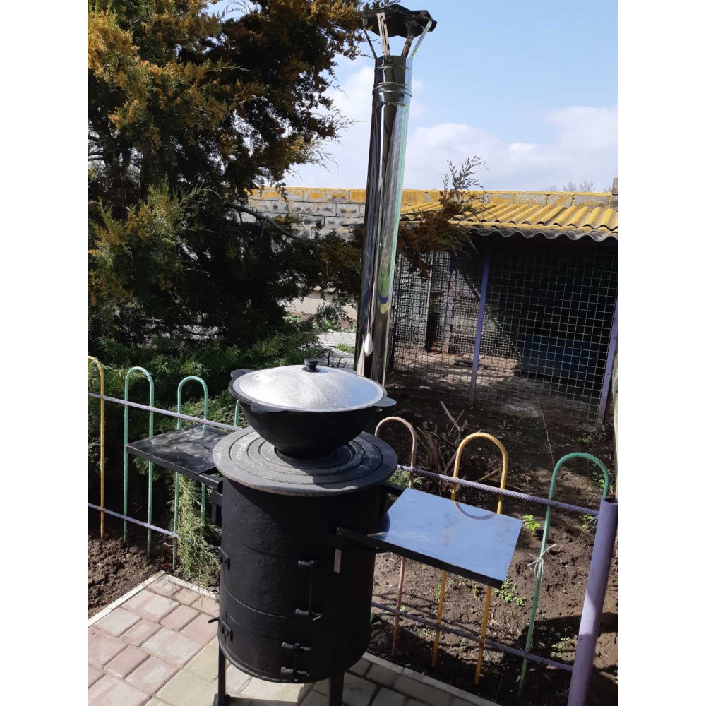 Піч під казан 6-20 л, 6 мм зі зйомними кільцями, трубою та столиками