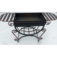 Стационарный мангал на 9 шампуров, 3 мм, с боковые столики