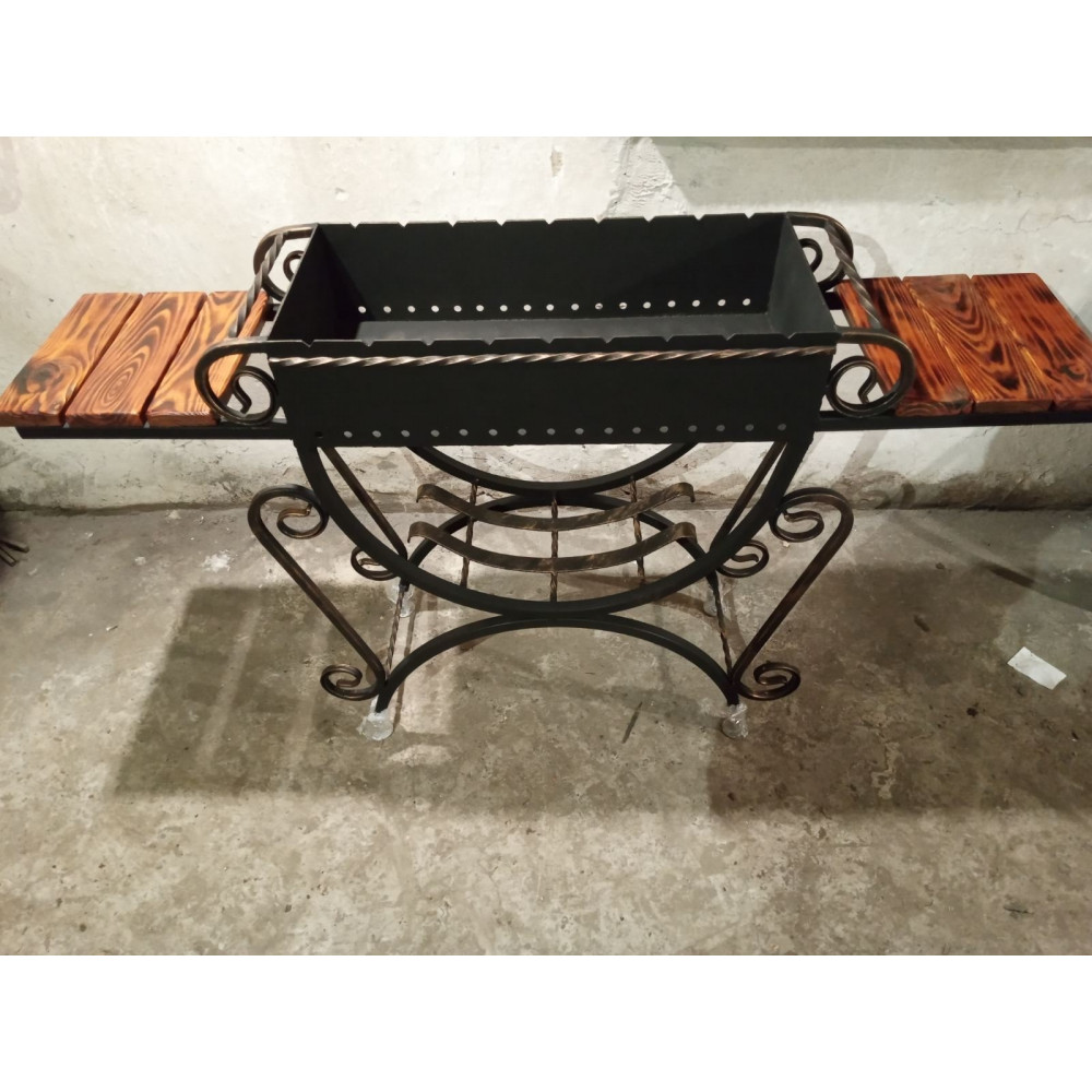 Стаціонарний мангал на 9 шампурів, 3 мм, бокові столики