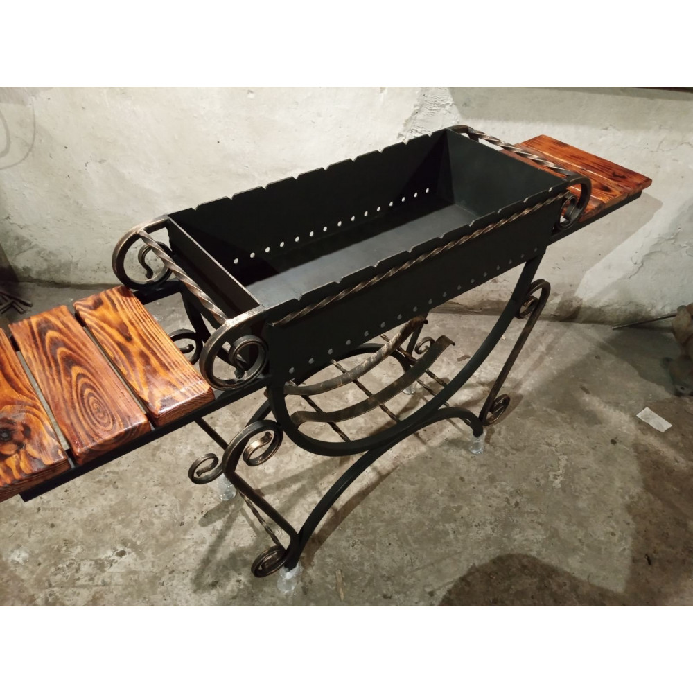 Стаціонарний мангал на 9 шампурів, 3 мм, бокові столики