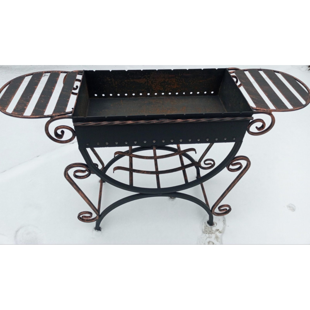 Стаціонарний мангал на 9 шампурів, 3 мм, з боковими столиками