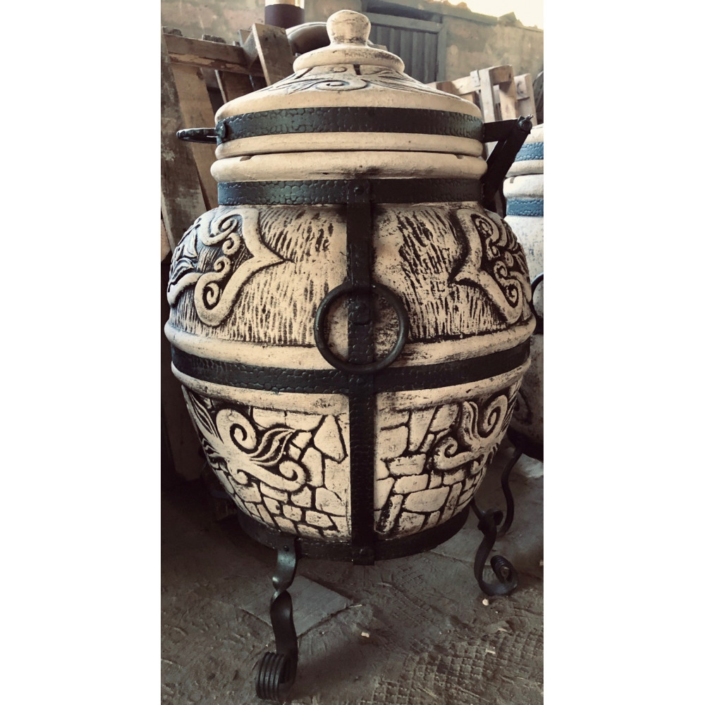 Тандыр на 80 л с крышкой EasyOpen + ПОДАРОК: кочерга, совок, направляющая