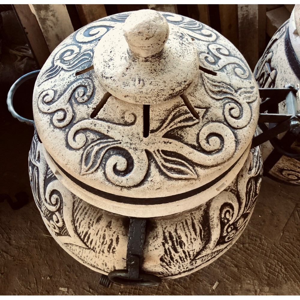 Тандыр на 80 л с крышкой EasyOpen + ПОДАРОК: кочерга, совок, направляющая