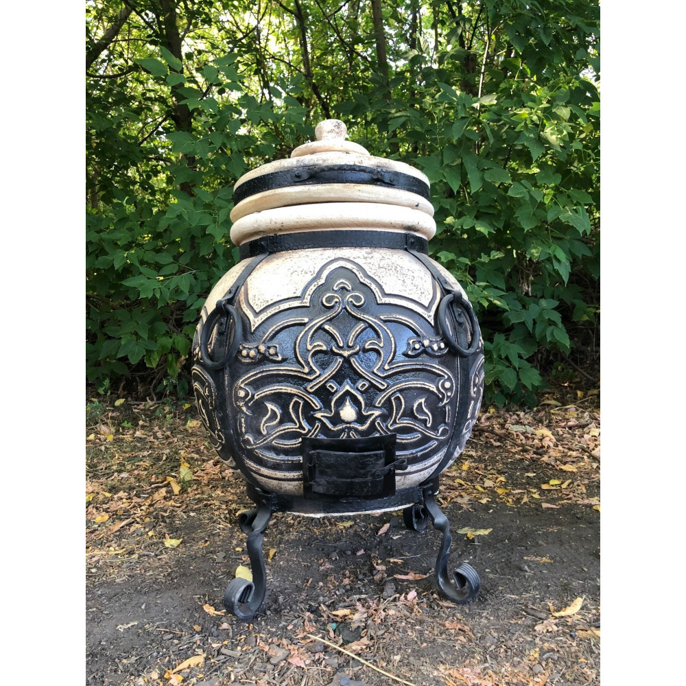 Тандыр на 90 л с крышкой EasyOpen + ПОДАРОК: кочерга, совок, направляющая