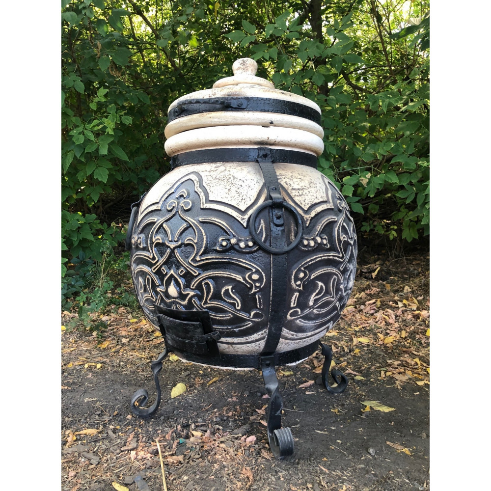 Тандыр на 90 л с крышкой EasyOpen + ПОДАРОК: кочерга, совок, направляющая