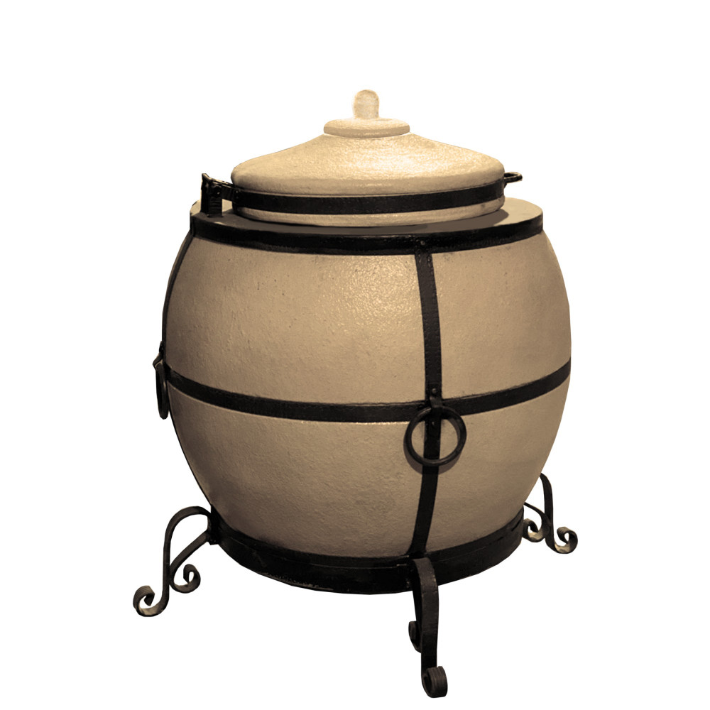 Тандыр утеплённый 140 л, стенки 15 см, с крышкой EasyOpen + ПОДАРКИ: кочерга, совок, направляющая