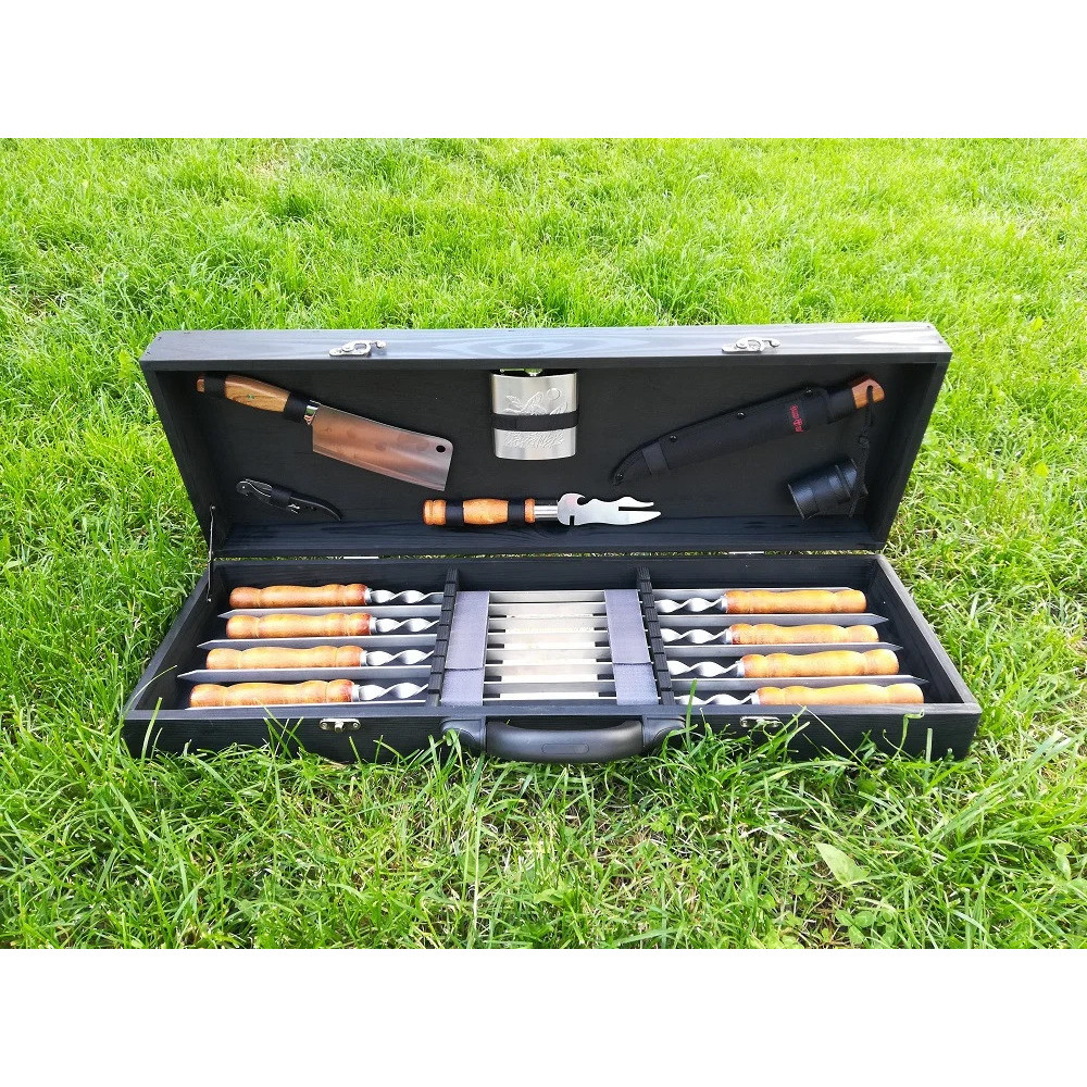 Шампура BLACK BOX подарунковий у дерев'яному кейсі (M-005)