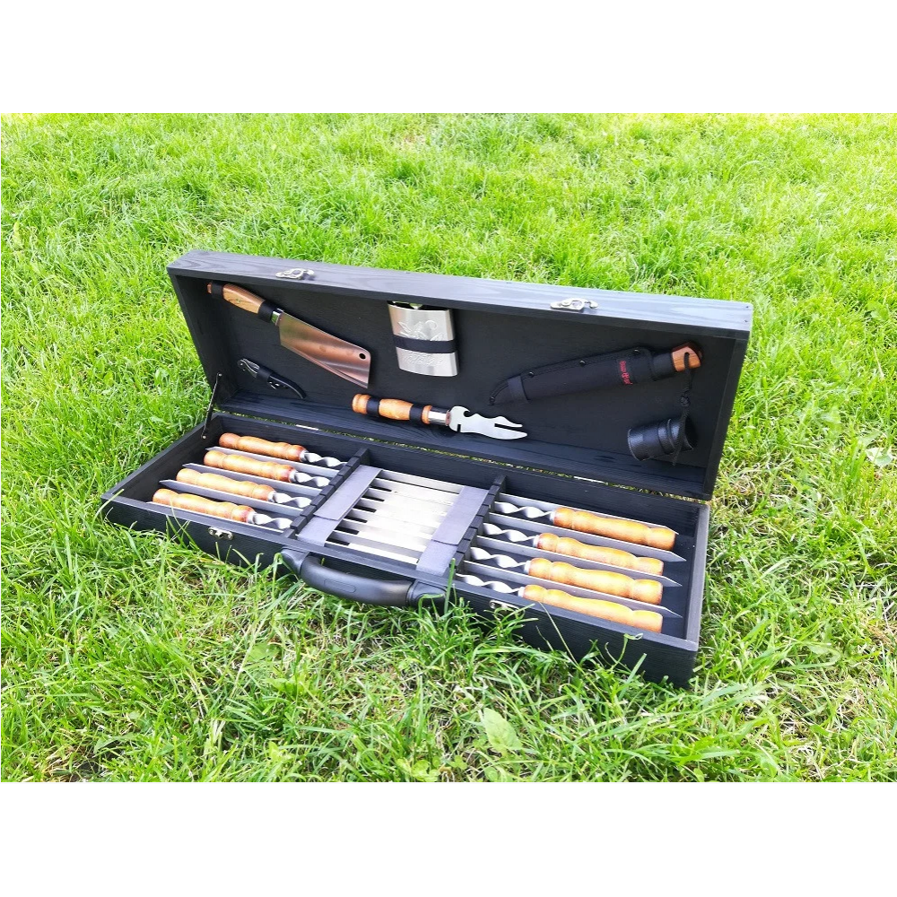 Шампура BLACK BOX подарунковий у дерев'яному кейсі (M-005)