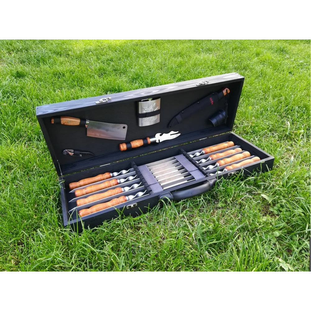 Шампура BLACK BOX подарунковий у дерев'яному кейсі (M-005)