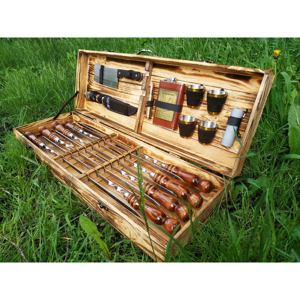 Шампура КИЗЛЯР подарунковий у дерев'яному кейсі (2074)