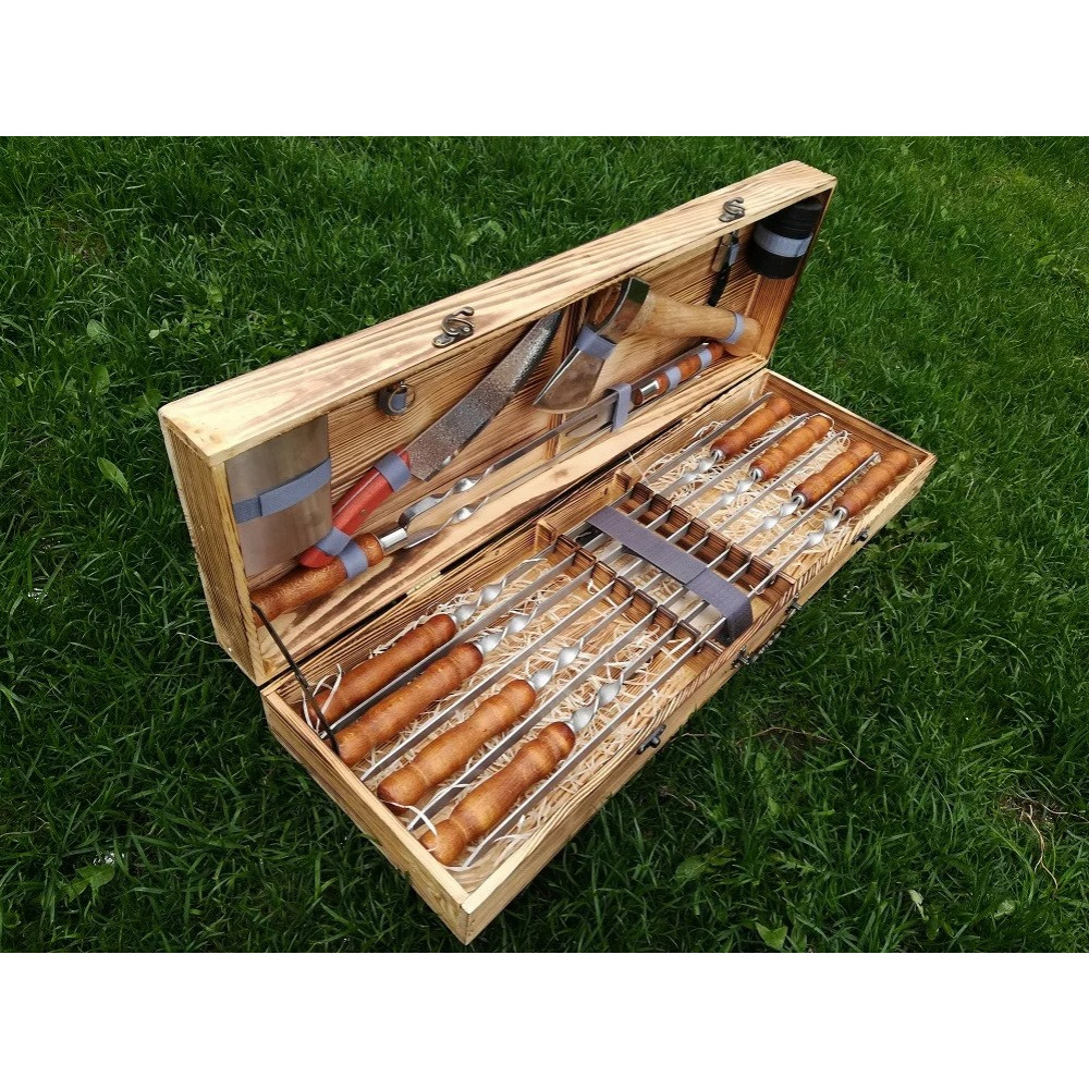 Шампура в подарунковому дерев'яномк кейсі(М-003)