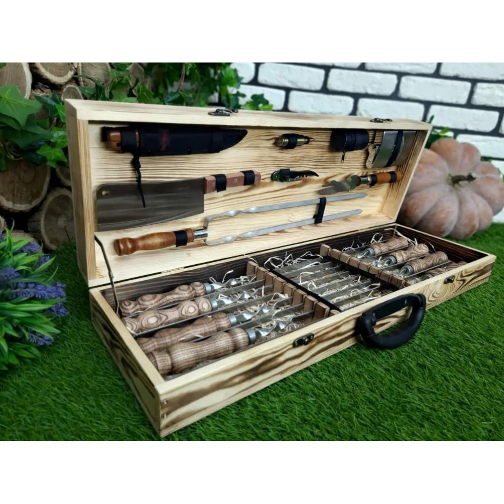 Шампура в деревянном кейсе (003-Е)