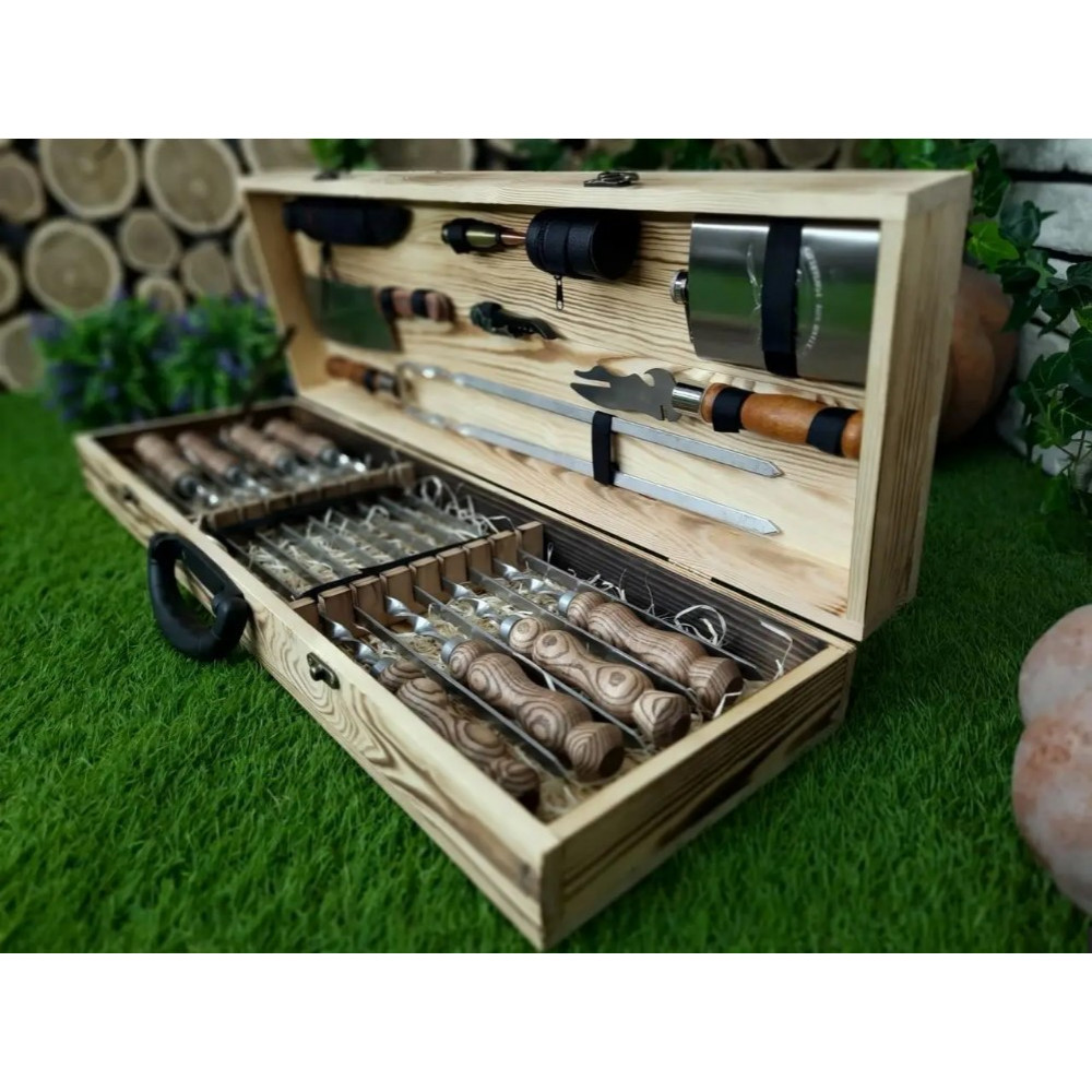 Шампура в деревянном кейсе (003-Е)